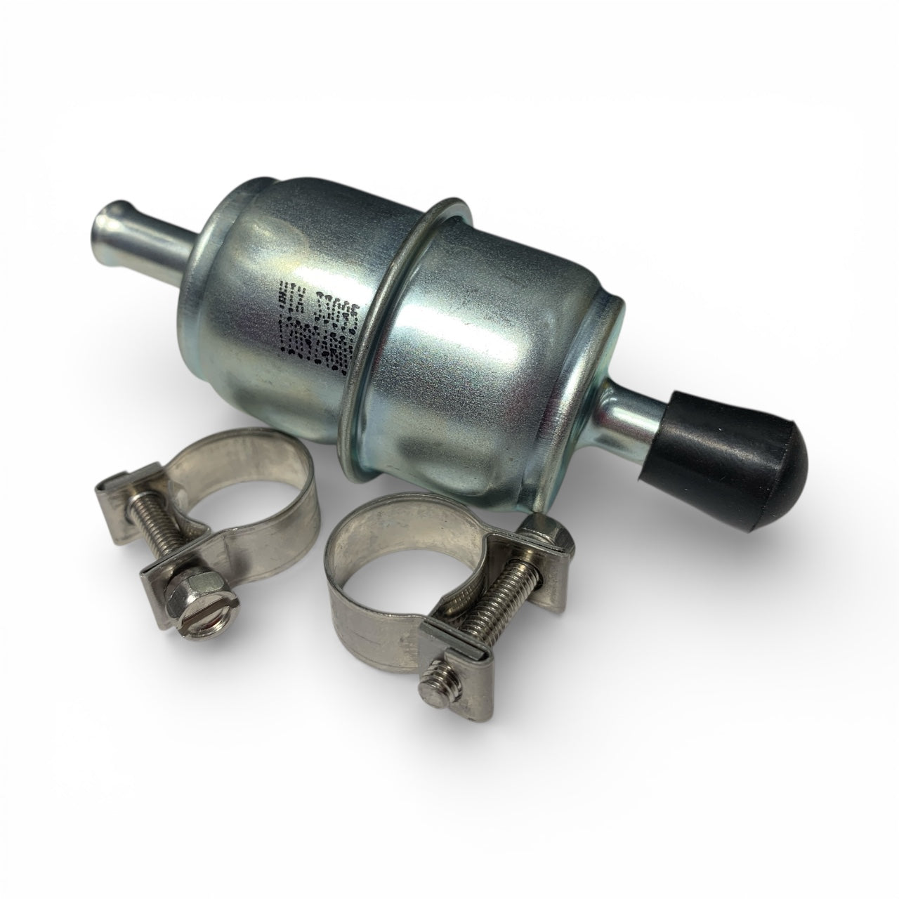 Metal fuel filter with clamps on a white background SDI 513033719 513034047