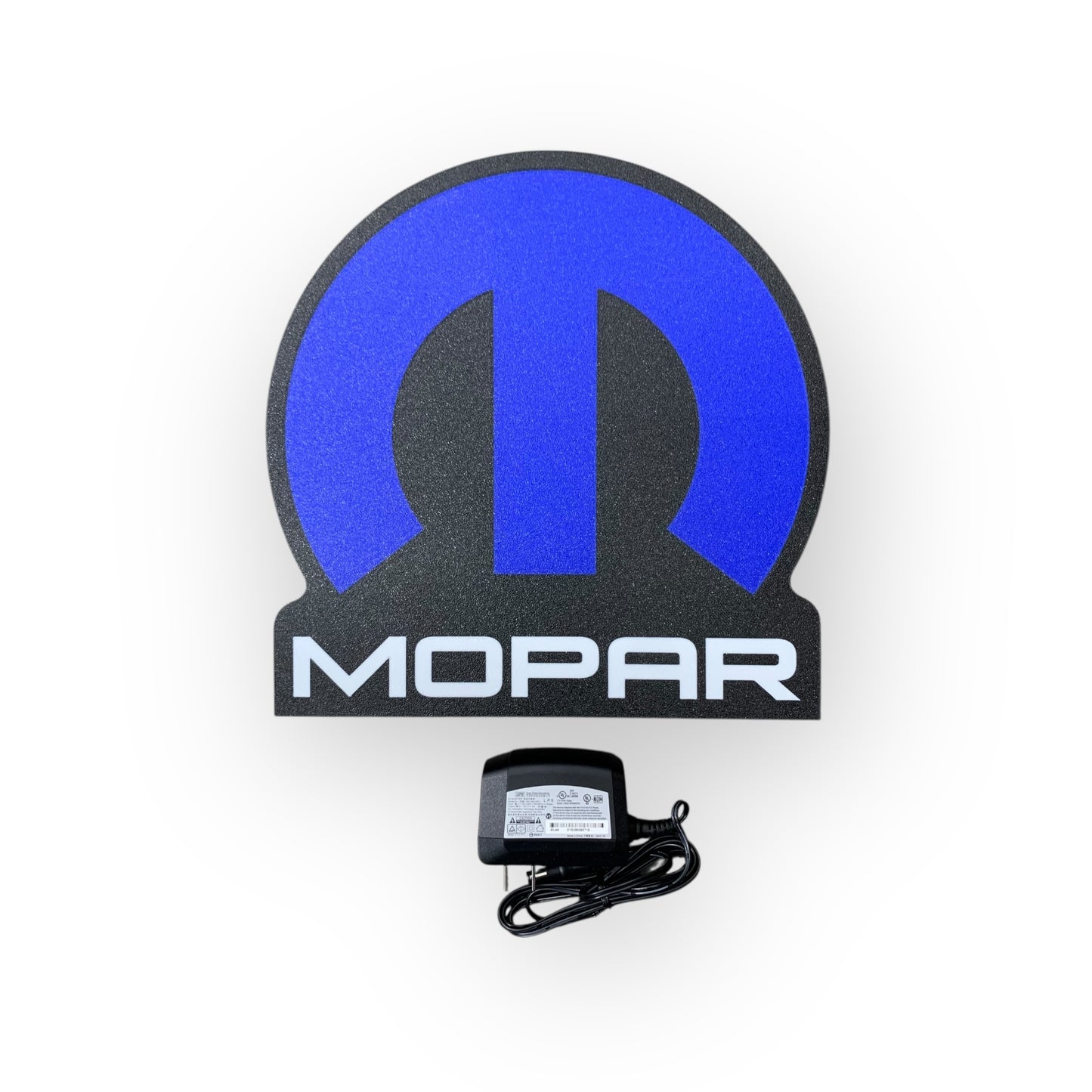 Mopar led indoor sign with power adapter on a white background