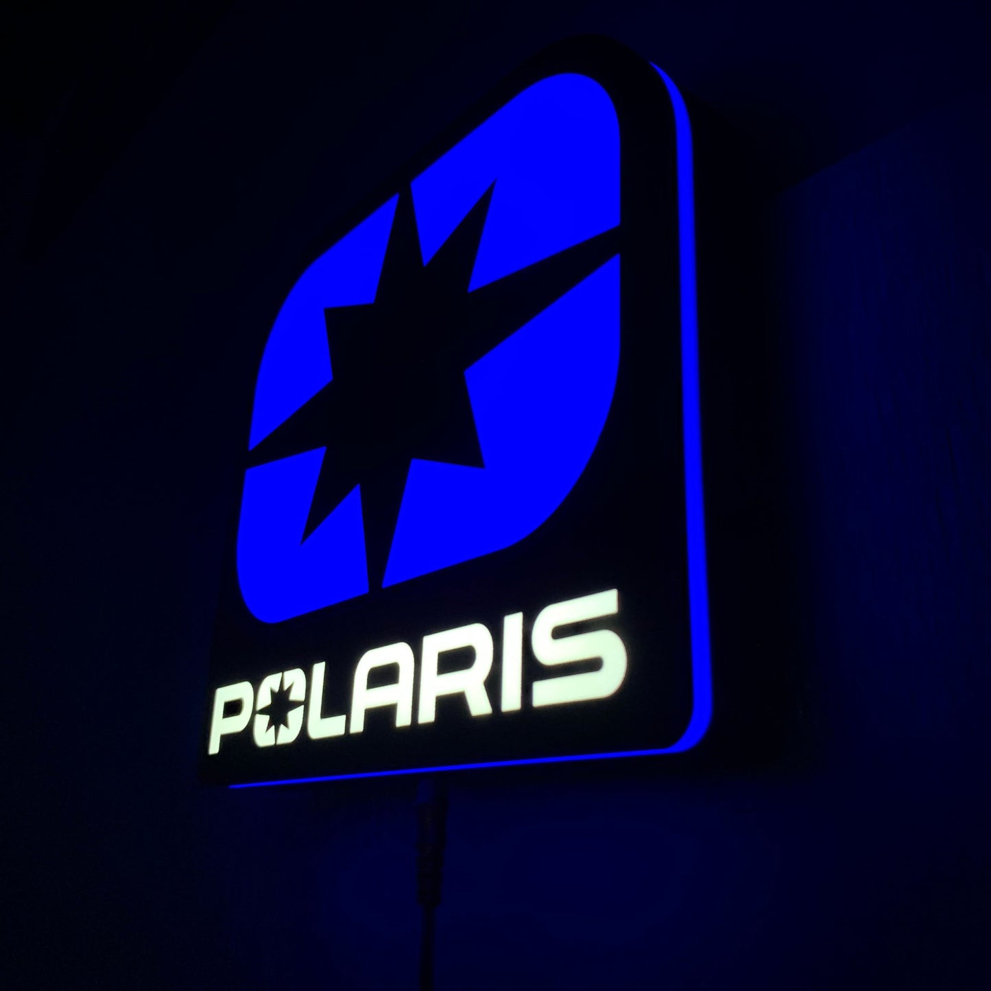 Blue Polaris led indoor sign lit up
