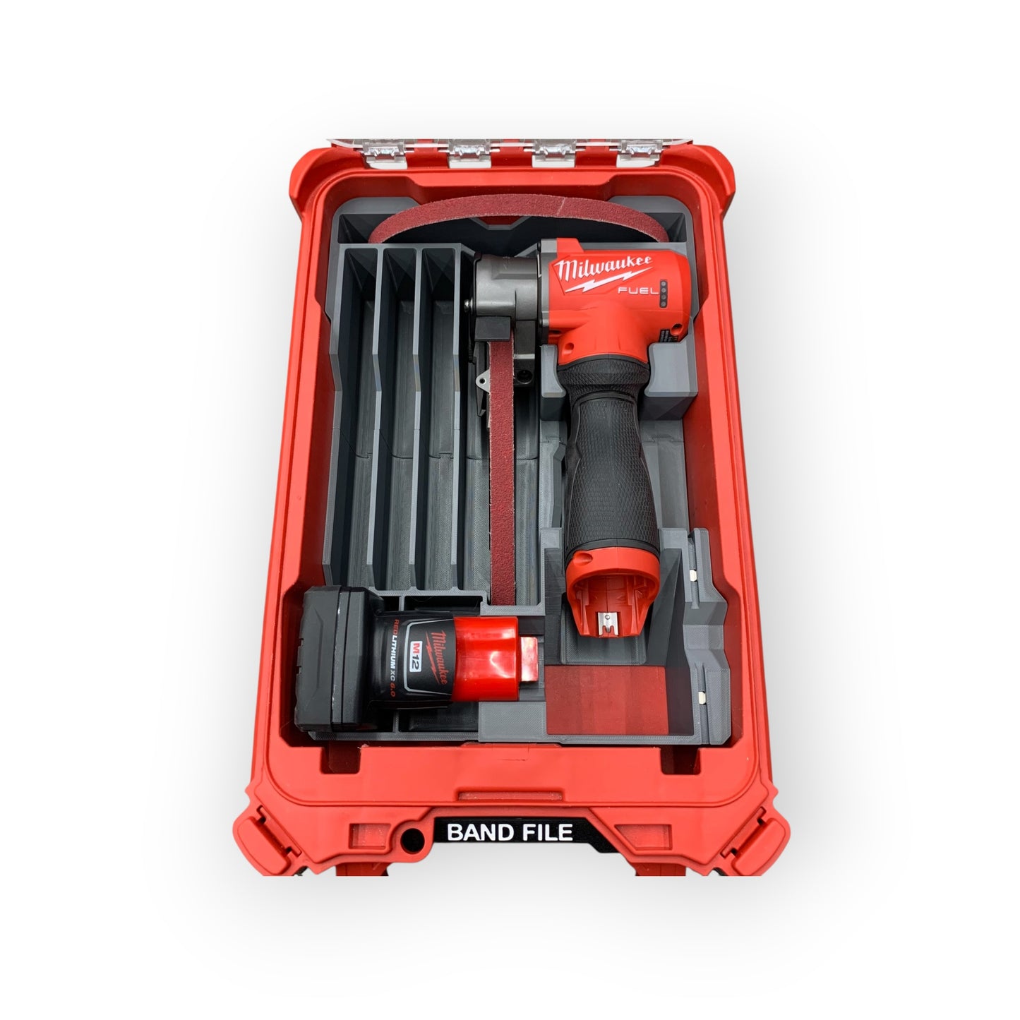 Milwaukee band file 2482-20 organizer insert for Packout model 48-22-8435 on white background