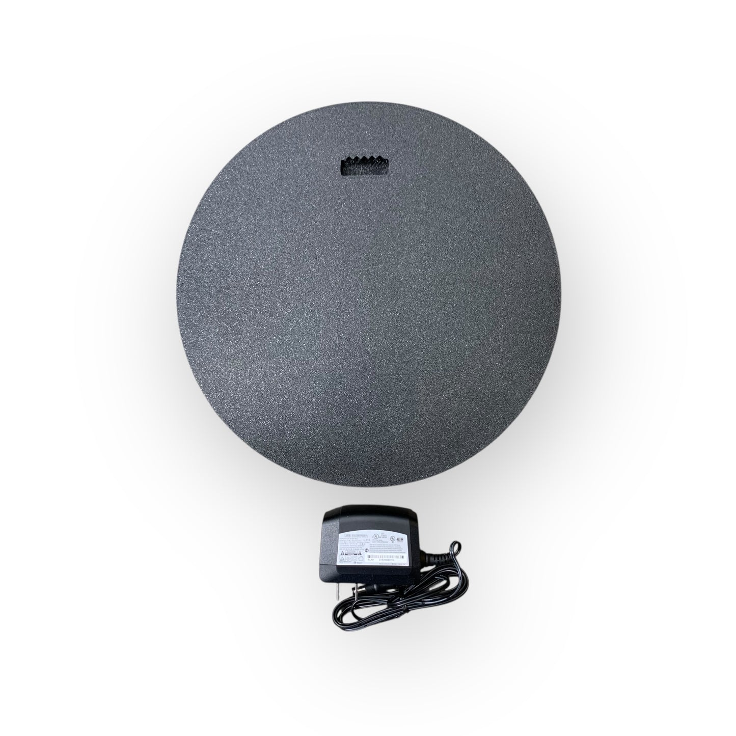 Back of led indoor sign with power adaptor.