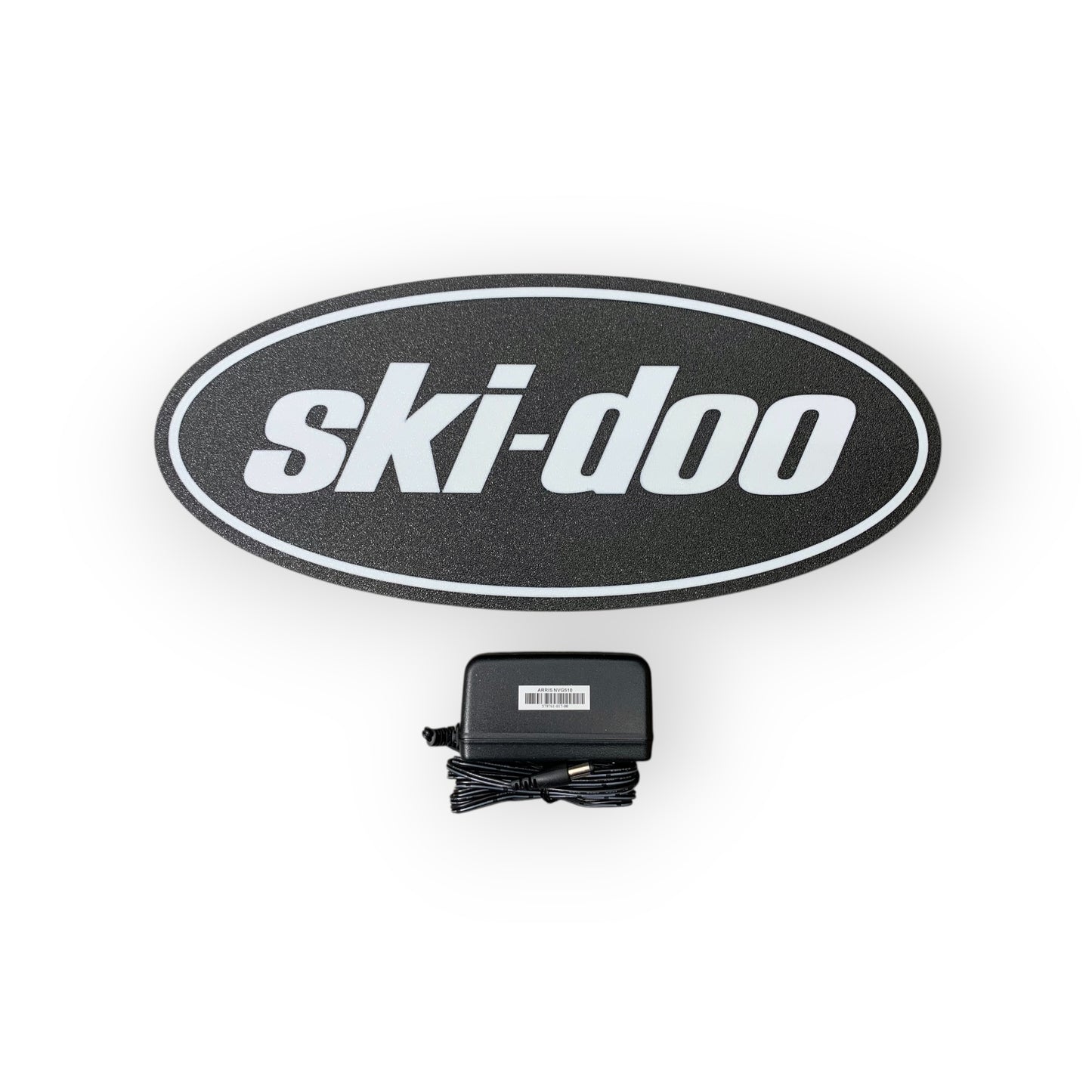 Ski-Doo led sign with power adapter on a white background